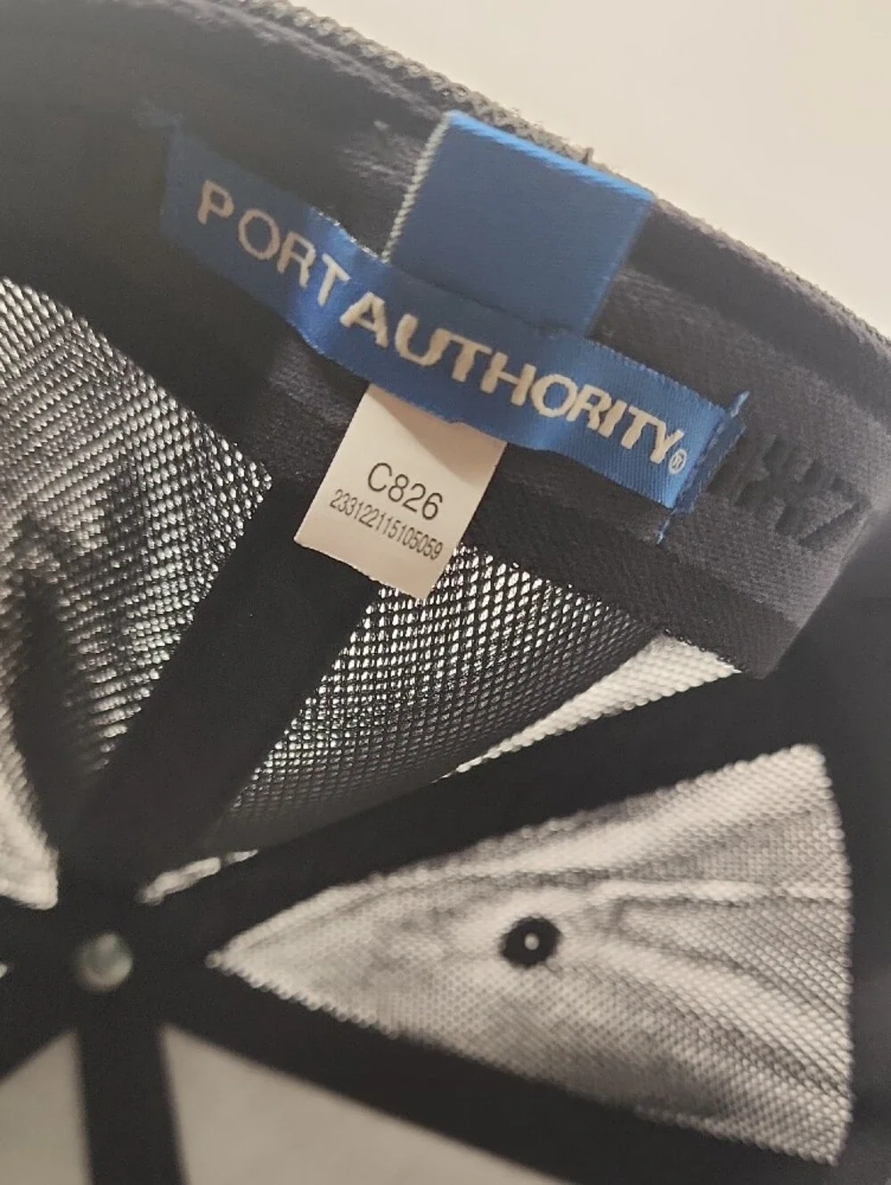 Port Authority Gray and Black Baseball Cap with Red Logo